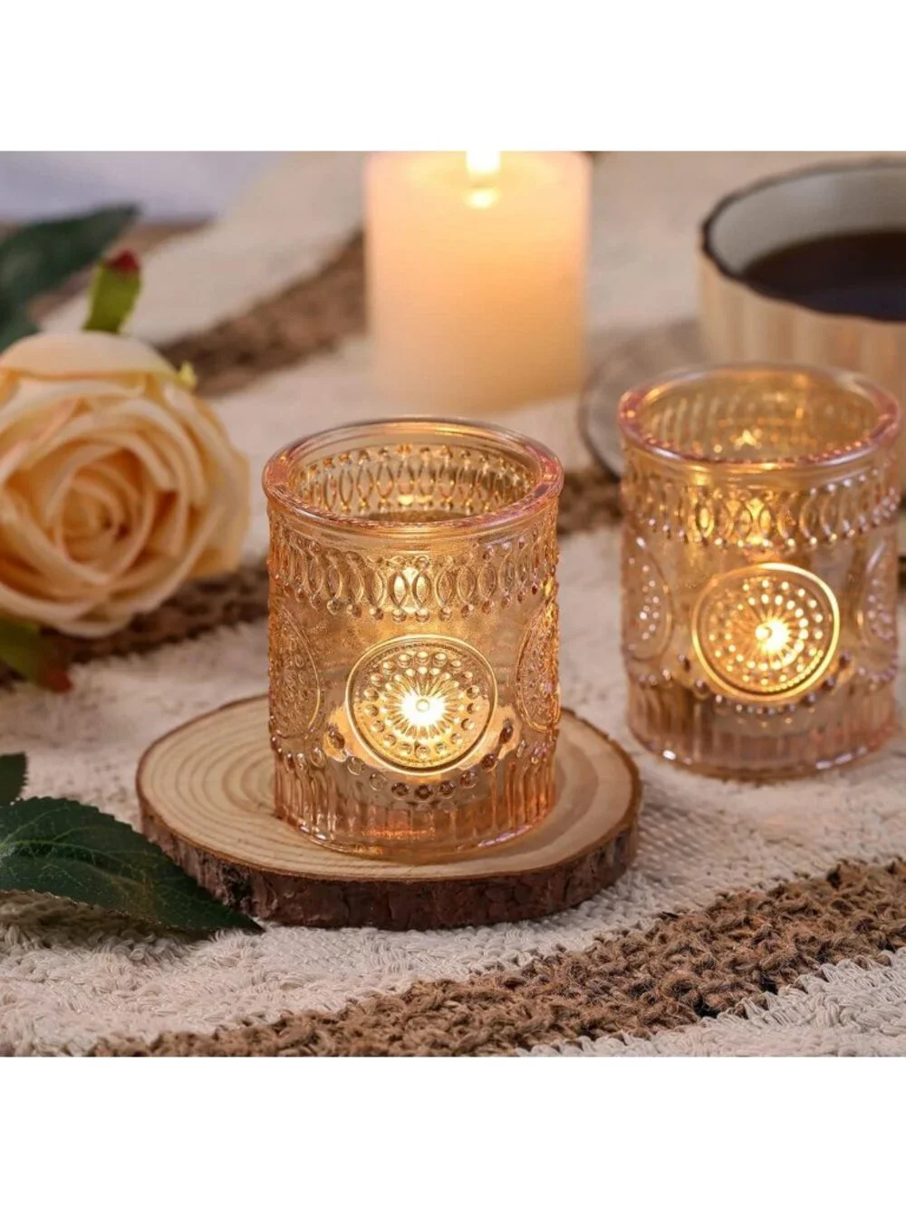 Set of 36 Gold Glass Votive Candle Holders - Elegant Bulk Decor for Events